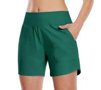 WILLIT Damen Badeshorts Swim Badehose Boardshorts High Waist Sommer Bikini Shorts Schnelltrocknend UPF 50+ Tummy Control Beach Shorts 5" mit Taschen Teal S