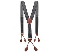 WILsem Vintage-Hosenträger für Herren, verstellbare Hosenträger mit 6 Knöpfen, elastisch, Y-Form, Braun, Leder, PU, 4, Einheitsgröße