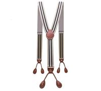 WILsem Vintage-Hosenträger für Herren, verstellbare Hosenträger mit 6 Knöpfen, elastisch, Y-Form, Braun, Leder, PU, 2, Einheitsgröße