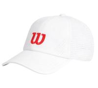 Wilson Active Perforierte Kappe, Dynamische Mütze mit Schnelltrockenband und Strukturierter Krone, Luftiges Design, Verstellbare Passform, Weiß (Bright White)/Infrarot, Größe SM