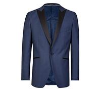 Wilvorst Smokingjacket, Mitternachtsblau, Uni, mit schwarzem Spitzrevers, Super-Slimline, Drop8 Größe 52