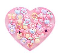 WINBST Kinderringe Mädchen, 36 Stück Einstellbare Ringe Cartoon Candy Flower Tier Offenen Ring Schmuck Finger Ringe mit Herz Form BoxPrinzessin Schmuck Fingerringe