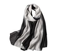 WINCESS.YU Damen Gradient Scarf Stripe Long Schals and Wraps Lightweight Solid Pashmina for Spring Summer and Fall, schwarz und weiß, Einheitsgröße