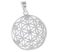 Windalf Bohemia Silber Anhänger LOREEN Ø 2.7 cm Blume des Lebens weiße Steine 925 Sterlingsilber