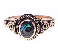 Windalf Damen Ring ALICE 9 mm Spirals mit Seeopal Vintage Bronze (Bronze, 18)