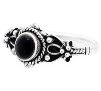 WINDALF Damen Ring mit Stein SANJA 8 mm Onyx Schutzring Silberring 925 Sterlingsilber (Silber, 52 (16.6))