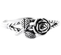 Windalf Schmaler Bohemia Rosen-Ring IÔNA 6 mm Zarter Blumenring Freundschaftsring Vintage Damenring 925 Sterlingsilber (Silber, 52 (16.5))