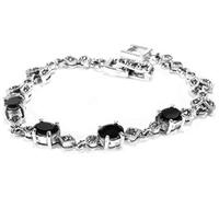 Windalf Vintage Mittelalter Armkette RAMIA 17.5 cm Schwarzer Kristall Freundschafts Armband 925 Sterlingsilber