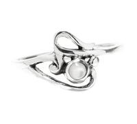 Windalf Zarter Ring ELINA 9 mm Perlmutt Princess Damenring Midi-Ring 925 Sterlingsilber (Silber, 60 (19.1))