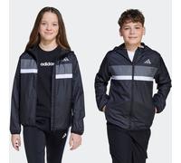 Windbreaker ADIDAS SPORTSWEAR "J TIBERIO WB", Jungen, Gr. 176, schwarz, grau four, weiß, Obermaterial: 100% Polyester, normal, Jacken (76474211-176) schwarz, grau four, weiß