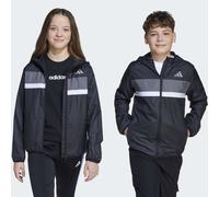 Windbreaker ADIDAS SPORTSWEAR "J TIBERIO WB", Jungen, Gr. 152, weiß (schwarz, grau four, weiß), Obermaterial: 100% Polyester, normal, Jacken (76474211-152) schwarz, grau four, weiß