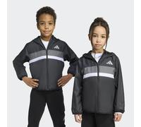 Windbreaker ADIDAS SPORTSWEAR "LK TIBERIO WB", Mädchen, Gr. 128, weiß (schwarz, grau four, weiß), Obermaterial: 100% Polyester, Jacken Windbreaker (87218944-128) schwarz, grau four, weiß