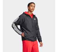 Adidas Men's Essential Three Stripes Windbreaker, Black/White, S