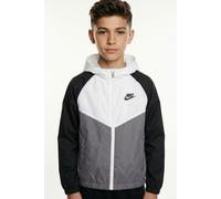 Windbreaker NIKE SPORTSWEAR "NKN NIKE NEW CHEVRON WINDRUNNE", Jungen, Gr. 122 (7), schwarz-weiß (weiß), Obermaterial: 100% Polyester, normal, Jacken Windbreaker, für Kinder, leichtes Material, funktio