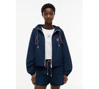 Windbreaker TOMMY HILFIGER "NYLON WINDBREAKER CO-ORD", Damen, Gr. L (42/44), schwarz night navy, Web, Obermaterial: 100% Polyester, unifarben, regular fit hüftlang, Rundhals, eingesetzt elastischer Bu
