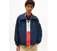 Windbreaker TOMMY JEANS "CHICAGO FLAG", Herren, Gr. XXL, schwarz night navy, Web, Obermaterial: 100% Polyester, unifarben, regular fit normal, Rundhals, eingesetzt elastischer Bund, Jacken Windbreaker