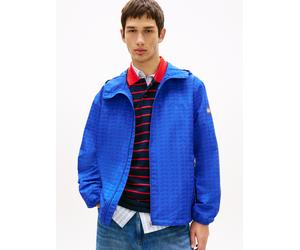 Windbreaker TOMMY JEANS "TJM AOP PACKABLE", Herren, Gr. L, fizzy blau, Web, Obermaterial: 100% Polyester, regular fit, elastischer Bund, Jacken Windbreaker, wasserabweisend, winddicht, verstaubar (143