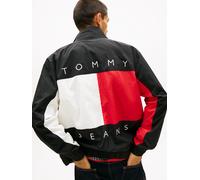 Windbreaker TOMMY JEANS "TJM HERITAGE FLAG", Damen, Gr. 3XL, schwarz, Web, Obermaterial: 100% Nylon, unifarben, regular fit normal, Rundhals, eingesetzt elastischer Bund, Jacken Windbreaker, Regular f