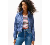 Windbreaker TOMMY JEANS "TJW STAND COLLAR WINDBREAKER", Damen, Gr. L (40), blau moment, Web, Obermaterial: 100% Polyamid, unifarben, elastischer Bund, Jacken Windbreaker (41672941-L) blau moment
