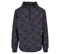 Windbreaker URBAN CLASSICS "Urban Classics Herren Flower AOP Pull Over Jacket", Damen, Gr. M, schwarzflower, 100% Polyester, relaxed fit, ohne Ausschnitt, Jacken Windbreaker (12273244-M)