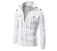 Winddichte Herren Winter Taktische Bomberjacken Militär Outdoor Sport Mantel Stehkragen Kampfjacke Cargo Arbeitsjacke Casual Full Zip Streetwear Mantel Slim Fit Herren Training Trainingsjacke, weiß, M