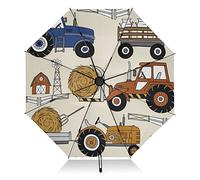 Winddichter kompakter Regenschirm Bauernhof Traktor Faltbarer umgekehrter Reiseschirm für Regen Sonne 8 Rippen großer UV-Regenschirm Automatisch für Männer Frauen