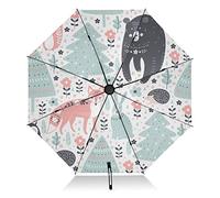 Winddichter Reise-Regenschirm Waldtiere Fuchs Faltbarer umgekehrter kompakter Regenschirm für Regen Sonne 8 Rippen großer UV-Regenschirm Automatisch für Frauen Männer