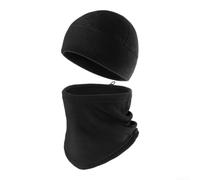 Windproof Fleece Headwear Scarf Set Outdoor Sport(Black) | High-density fleece, windproof shield, thermal insulation, snug fit, skiing cycling