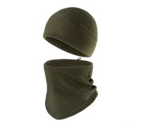 Windproof Fleece Headwear Scarf Set Outdoor Sport(Green) | High-density fleece, windproof shield, thermal insulation, snug fit, skiing cycling