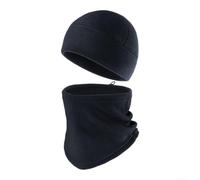 Windproof Fleece Headwear Scarf Set Outdoor Sport(Navy blue) | High-density fleece, windproof shield, thermal insulation, snug fit, skiing cycling