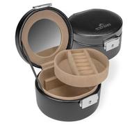 Windrose Schmuckdose klein Merino/schwarz - Hochwertige Handarbeit - Breite 12 cm - Lederoptik