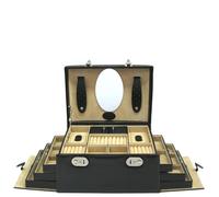 Windrose Merino Schmuckkoffer 4 Etagen 29 cm schwarz