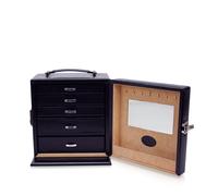 Windrose Schmuckkästchen Merino - Schmuckkoffer mit Schmucktasche - Schwarz