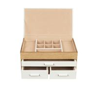 Windrose Schmuckkästchen Wood - Schmuckkasten mit Schubladen - Creme