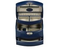 Windrose Schmuckkasten merino mit drei Etagen Dunkelblau