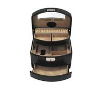 Windrose Automatik-Schmuckkoffer Merino/schwarz - Hochwertige Handarbeit - Breite 17 cm - Lederoptik