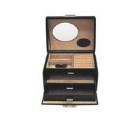 Windrose Schmuckkasten merino mit drei Etagen Schwarz