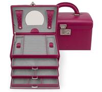 Windrose Schmuckkoffer Beluga/Leder (beere)