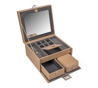 Windrose Schmuckkasten beige, Lederimitat, Damen