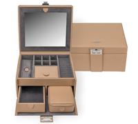 Windrose Schmuckkoffer Marvella M – mit Reiseetui, Lederimitat, 21,5 cm – Camel – Damen