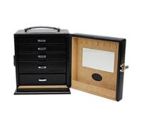 Windrose Schmuckkoffer Merino – mit integrierter Schmucktasche, Lederoptik, Breite 21 cm, schwarz