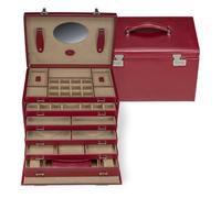 Windrose Schmuckkoffer XXL mit integrierter Schmucktasche Merino (rot - legacy)