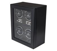 Windrose Uhrenbeweger Ambiance/schwarz-Holz (Leder) (schwarz-mit Holz | 4 Uhren)
