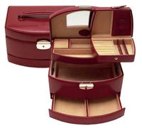 Windrose - Windrose Merino Schmuckkoffer Automatik mit Etui rot Rot