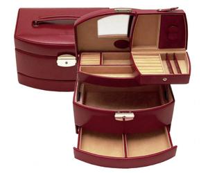 Windrose - Windrose Merino Schmuckkoffer Automatik mit Etui rot Rot