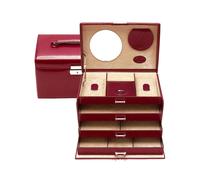 WINDROSE Merino Schmuckkoffer 4 Etagen Rot