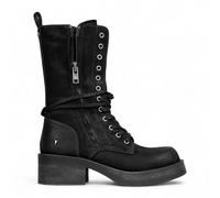 Windsorsmith Damen-Kampfstiefel aus schwarzem Wildleder, halbhohe Schnürstiefeletten, Bikerschuhe - Gather EU 37 / UK 4