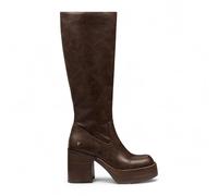 Windsorsmith Damen Oak Brown Kniehohe Stiefel aus Kunstleder mit Plateauabsatz - Niche EU 36 / UK 3