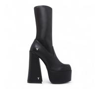 Windsorsmith Damen-Stiefel mit wadenhohem Plateau und Gothic-Absatz in Schwarz - Saviour EU 39/UK 6