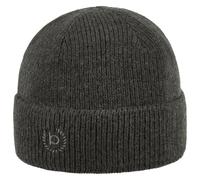 bugatti Herren Mütze - Einfarbige Strickmütze in Wollmischung mit Logo - One Size Charcoal